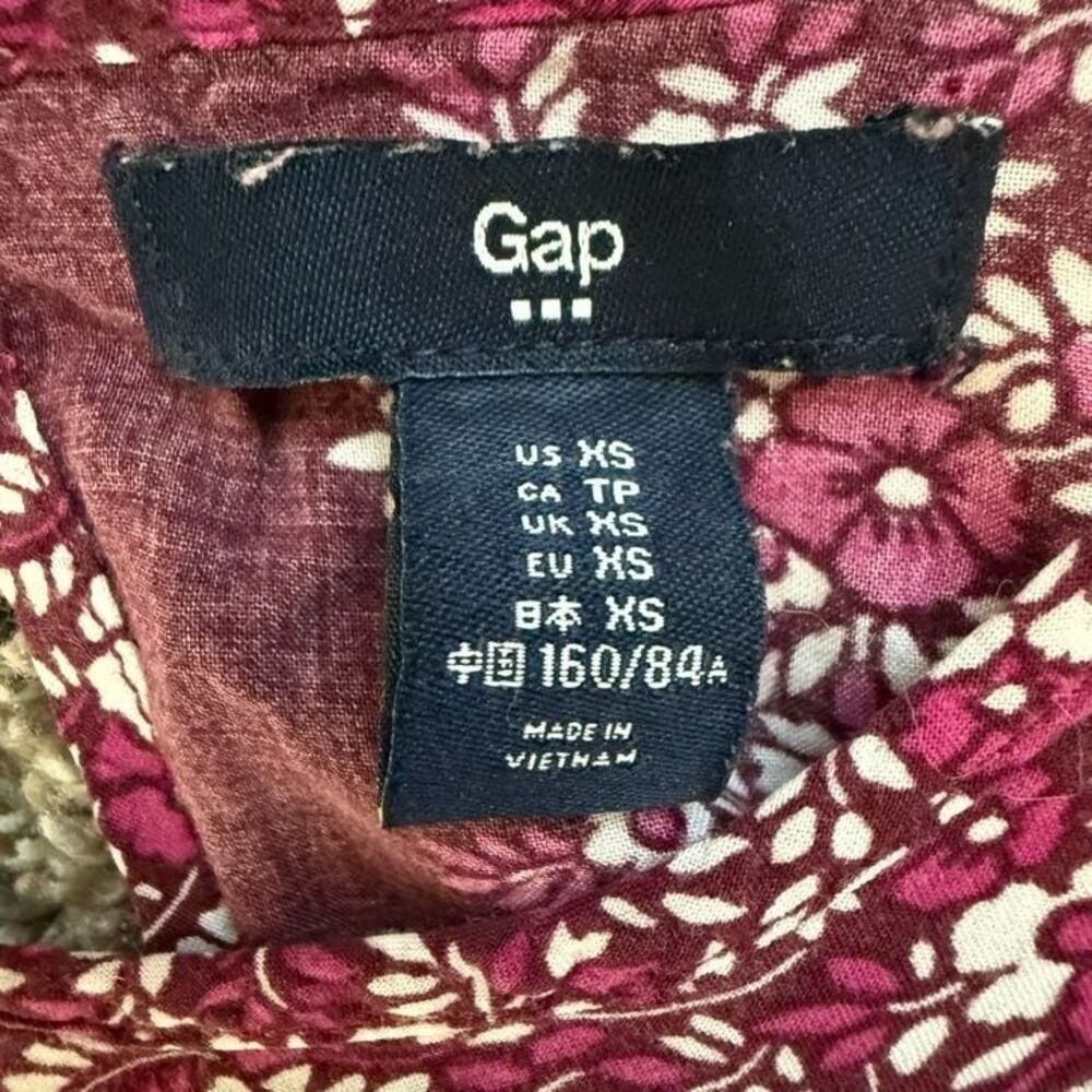 Gap Womens Tank Top XS Red/Purple Floral Flowing Sleeveless High Low Front - Picture 2 of 7